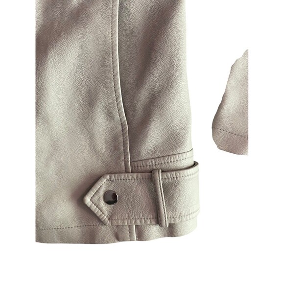 Forever 21 Women's Size L Moto Jacket Light Gray Biker (Collar Cracked Leather) - Picture 4 of 8